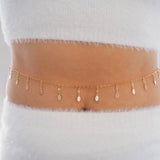 14k Gold Filled Oval Discs with Swarovski Crystals Shaker Belly Chain and Necklace