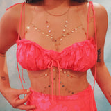 14k Gold Filled Coins & White Topaz Chain Bralette Halter Top Body Chain