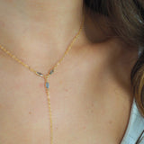 14k Gold Filled with 14k Solid Gold Labradorite Triple Marquise Dainty Line Body Chain