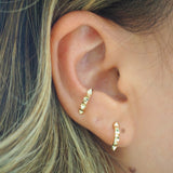 14k SOLID GOLD Mini Spike Half Hoop Earrings | Sold As Pair