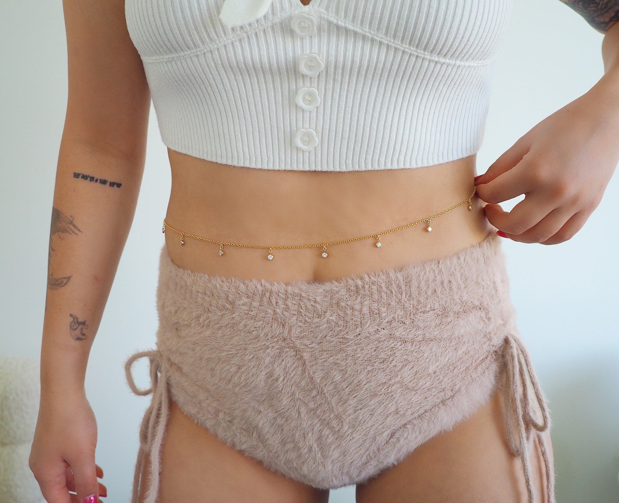 14k Gold Filled Dangling CZ Belly Chain
