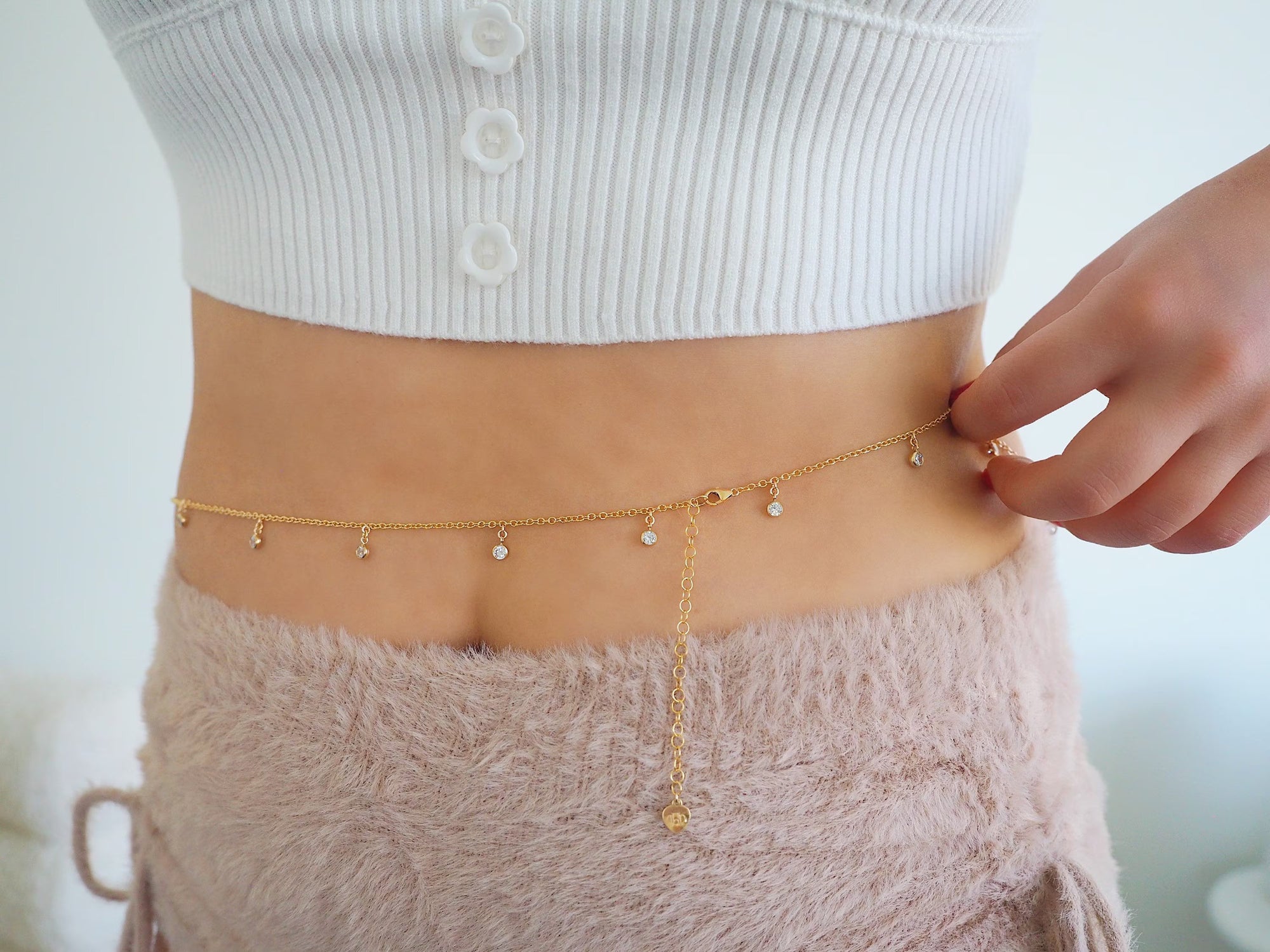 14k Gold Filled Dangling CZ Belly Chain