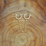 14k Gold Filled Bohemian Double Chain Mini Hoops