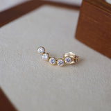 14k Solid Gold CZ Curve Stud Earring | Sold Individually