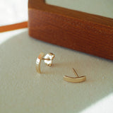 14k Solid Gold Small Curved Earrings