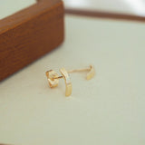 14k Solid Gold Small Curved Earrings