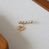 14k Solid Gold CZ Curve Stud Earring | Sold Individually