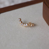 14k Solid Gold CZ Curve Stud Earring | Sold Individually
