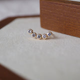 14k Solid Gold CZ Curve Stud Earring | Sold Individually