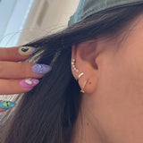 14k Solid Gold CZ Curve Stud Earring | Sold Individually