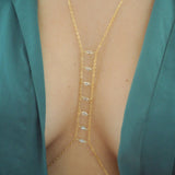 14k Gold Filled with 14k Solid Gold White Topaz Marquise Ladder Body Chain | VERSION 2.0