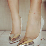 14k Gold Filled with 14k Solid Gold Garnet Stone Anklet