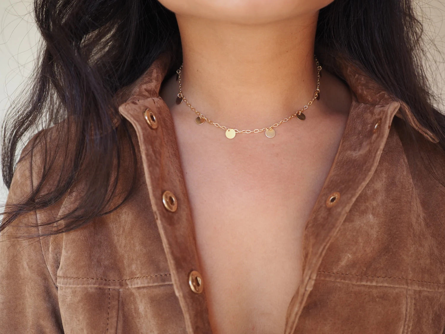 14k Gold Filled Coin Dainty Choker Necklace