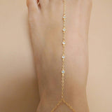 14k Gold Filled 5 Swarovski Crystals Dainty Anklet Foot Piece