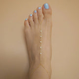 14k Gold Filled 5 Swarovski Crystals Dainty Anklet Foot Piece