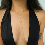 14k Gold Filled with 14k Solid Gold White Topaz & Swarovski Crystals Dainty V Body Chain