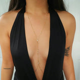 14k Gold Filled with 14k Solid Gold White Topaz & Swarovski Crystals Dainty Line Body Chain