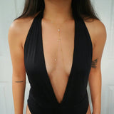 14k Gold Filled with 14k Solid Gold White Topaz & Swarovski Crystals Dainty V Body Chain