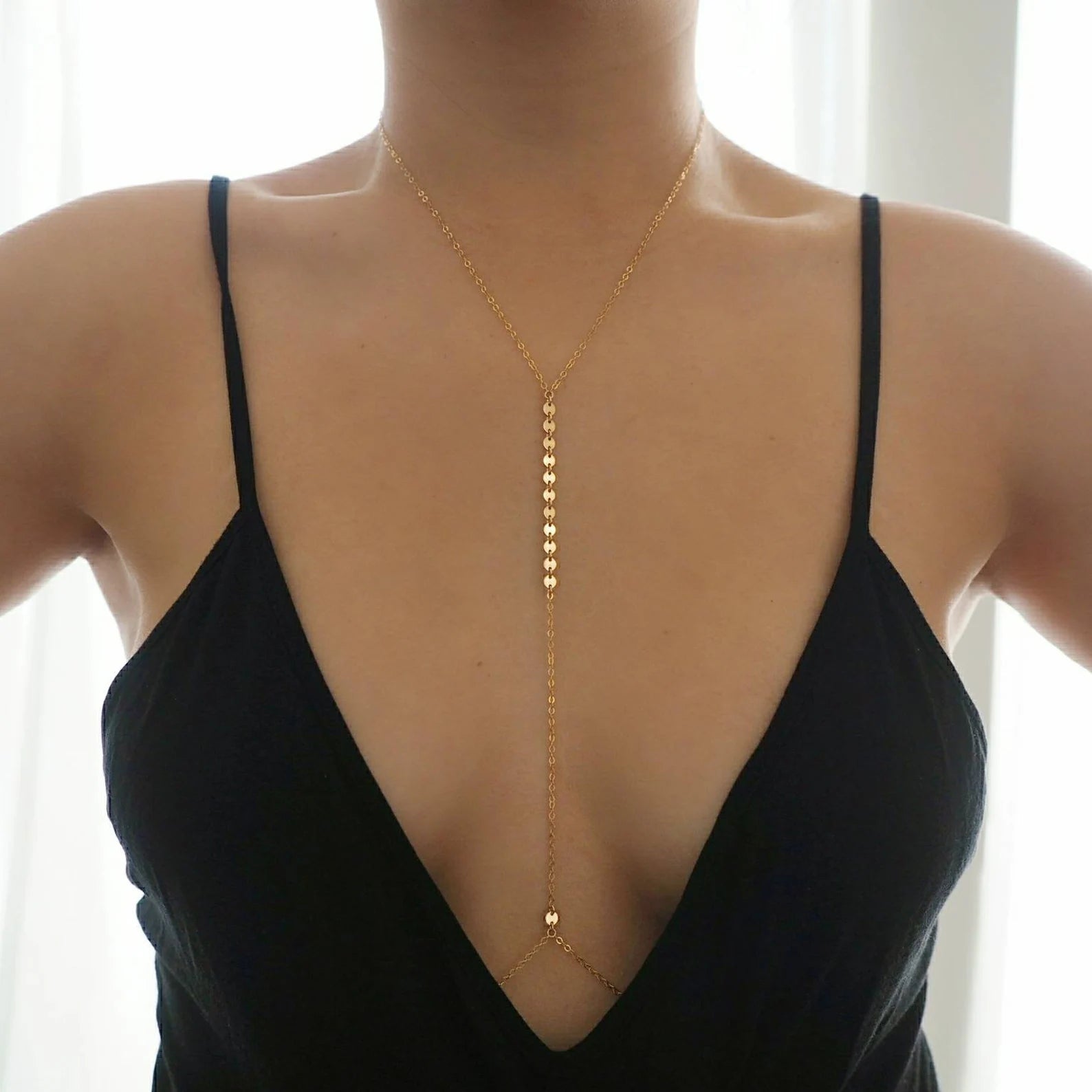 14k Gold Filled Coin Disc Dainty Line Body Chain
