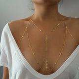 14k Gold Filled Tiny Coins T-Row Dainty Chain Bralette Halter Top Body Chain