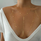 14k Gold Filled Tiny Coins T-Row Dainty Chain Bralette Halter Top Body Chain