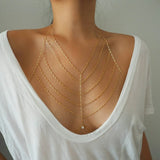 14k Gold Filled Bohemian Tribe Multiple V Dainty Chain Bralette Halter Top Body Chain
