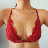 14k Gold Filled Bohemian Tribe Multiple V Dainty Chain Bralette Halter Top Body Chain