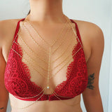 14k Gold Filled Bohemian Tribe Multiple V Dainty Chain Bralette Halter Top Body Chain