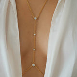14k Gold Filled with CZ Diamonds Braided Rope Body Chain