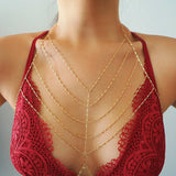 14k Gold Filled Bohemian Tribe Multiple V Dainty Chain Bralette Halter Top Body Chain