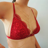 14k Gold Filled Bohemian Tribe Multiple V Dainty Chain Bralette Halter Top Body Chain
