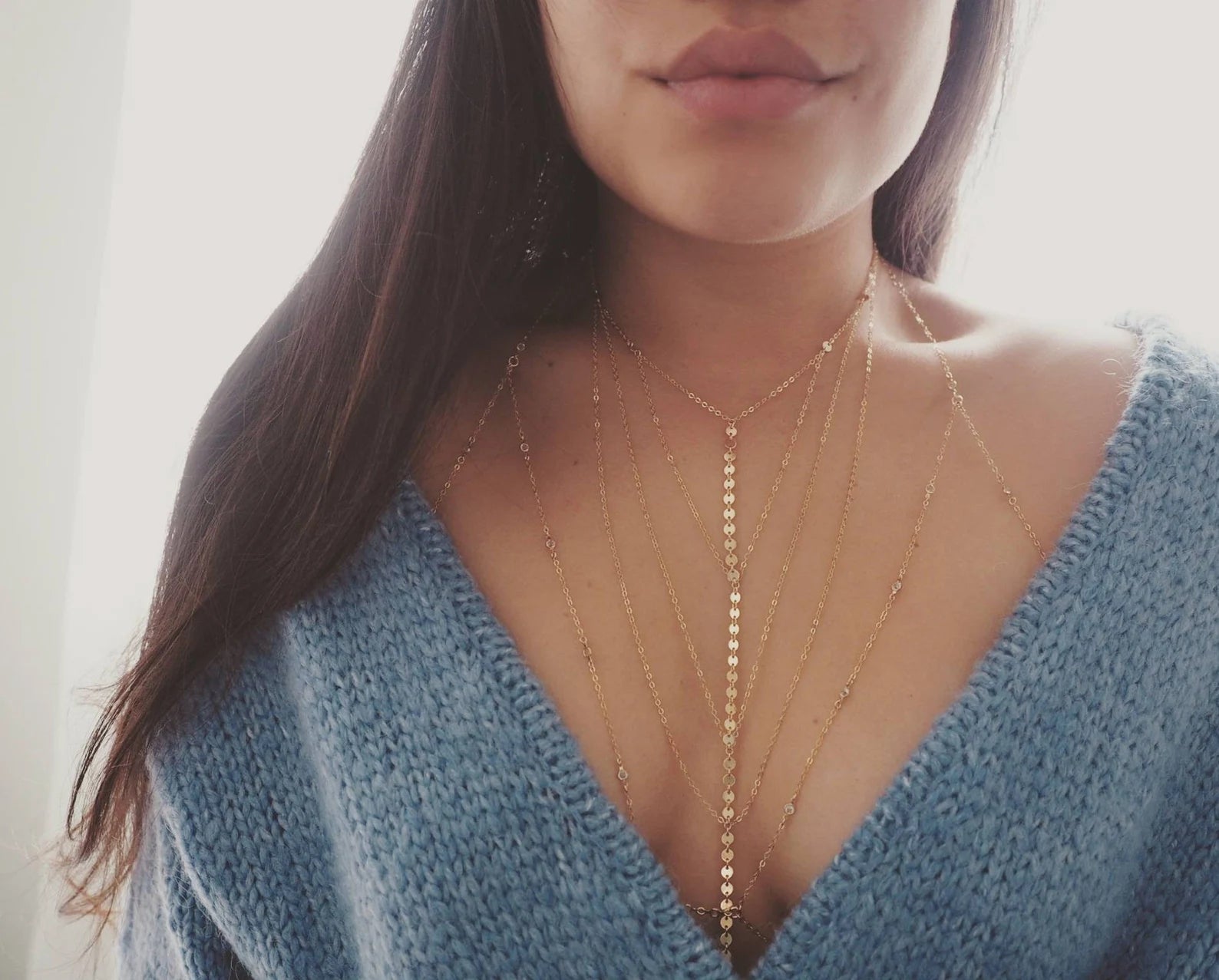 14k Gold Filled CZ Diamonds Halter Top Body Chain VERSION 2.0
