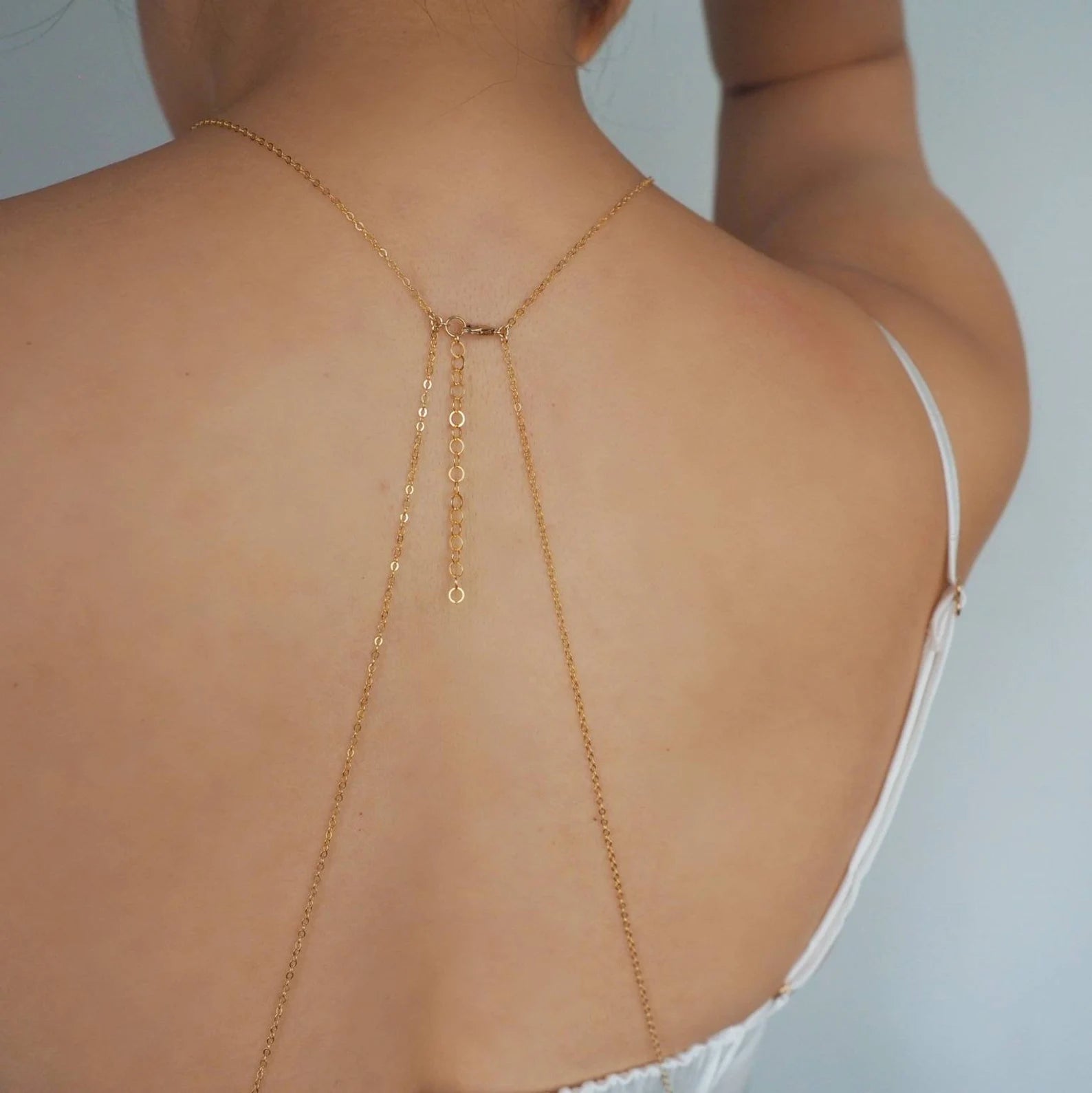 14k Gold Filled Double Layer DRAPED BACK Swarovski Crystal Line Body Chain