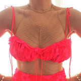 14k Gold Filled Bohemian Tribe Multiple V Dainty Chain Bralette Halter Top Body Chain