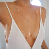 VERSION 2.0 | 14k Gold Filled Tiny Coins T-Row Dainty Chain Bralette Halter Top Body Chain