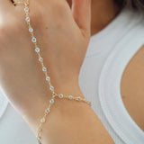 14k SOLID GOLD 3mm White Topaz All Around Dainty Hand Piece