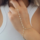 14k SOLID GOLD 3mm White Topaz All Around Dainty Hand Piece