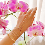 14k SOLID GOLD 3mm White Topaz All Around Dainty Hand Piece