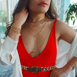 VERSION 2.0 | 14k Gold Filled Tiny Coins T-Row Dainty Chain Bralette Halter Top Body Chain