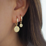 14k Gold Filled Mini Hoops with 14k Gold Plated CZ Peace