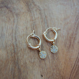 14k Gold Filled Mini Hoops with 14k Gold Plated CZ Peace