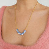 14k Gold Filled with Blue Floral Beads Necklace