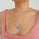 14k Gold Filled with Blue Floral Beads Necklace