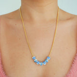 14k Gold Filled with Blue Floral Beads Necklace