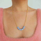 14k Gold Filled with Blue Floral Beads Necklace