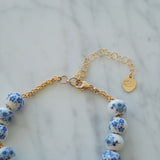 14k Gold Filled with Blue Floral Porcelain Beads