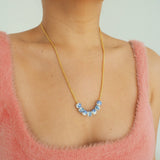 14k Gold Filled with Blue Floral Beads Necklace